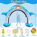 11Ft Inflatable Shark Sprinkler, Large Shark Arch Sprinkler Toys for Summer Outdoor Backyard Yard Lawn, Perfect Inflatable Shark Sprinkler Water Park Toy Games for Boys Girls