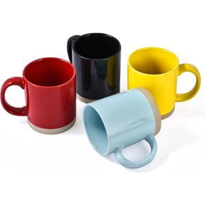 Coffee Mugs, 15 oz Mug Set of 4, Large Stoneware Coffee Mugs for Latte, Hot Tea, Cocoa, Milk, Juice, Modern Coffee Cups Boho Unique Style for Any Kitchen, Suitable for Housewarming Gift, Multi-color