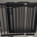 29.5"-40.5" Extra Wide Baby Gate, Pressure Mount Metal Long Dog Gates for House Stairs Doorways, Auto Close Safety Child Gate with Walk Thru Door No Drilling, Tension Pet Gate Indoor for Kids, Black