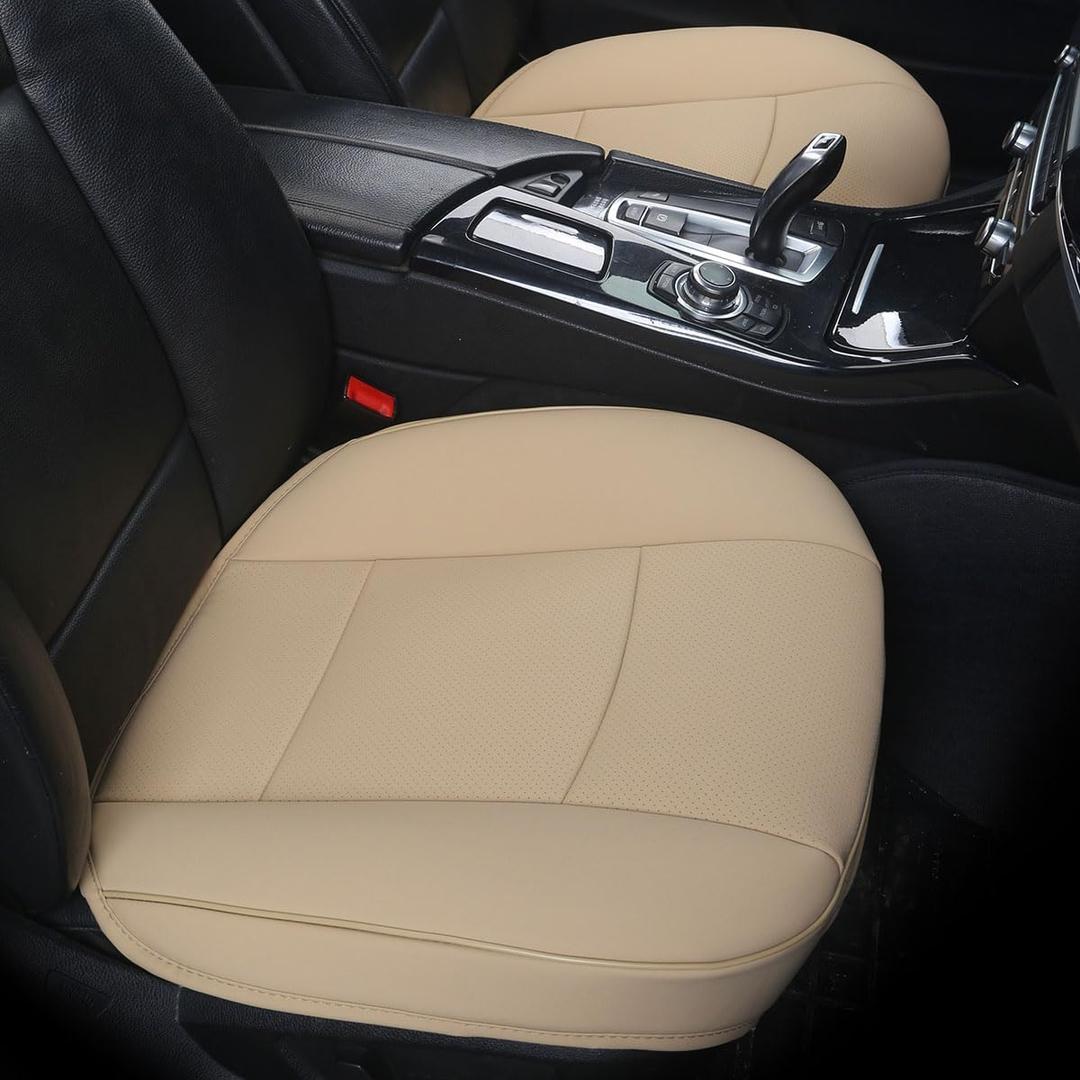 Ultra-Luxury PU Leather Car Seat Protection Cover Car Seat Cover for Most Four-Door Sedan&SUV,Single Seat Cover Without Backrest 1PCS (W 20.8 D 21 T 0.2inch) (3D-Beige)