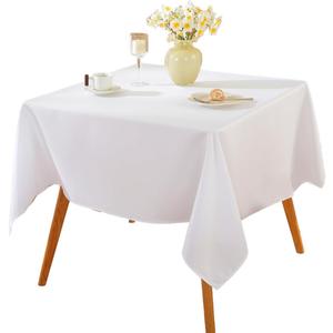 Craft And Party Square Tablecloth, 60 x 60 Inch White Tablecloth, Polyester Fabric Washable Table Cloth for Home, Party, Wedding or Restaurant Use (60" x 60" Square)