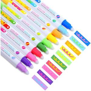 FNANJWQ 10Pcs Color Changing Markers, Dual Tip Magic Markers, Washable Assorted Pens, Double Head Highlighter Pens for School Office Journal Note Taking Drawing