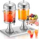 Beverage Dispenser, 4.5 Gallon Drink Dispensers for Parties, Stainless Steel Drink Dispenser with Ice Core, Drip Tray, Beverage Dispenser with Stand for Restaurants, Homes, Bar and Hotels