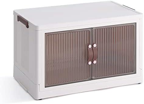 Plastic Storage Bin with Lid Clear Stackable Storage Box, Collapsible Storage Container, 11"x12"x18.5"