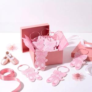 Reginary 12 Pcs Pink Ballet Gift Acrylic Shoes Luggage Tags for Ballerina Suitcases Bulk 3.94 Inches Travel Suitcase Labels with Metal Ring Name ID Card DIY Backpack Card for Women Dancer Gift