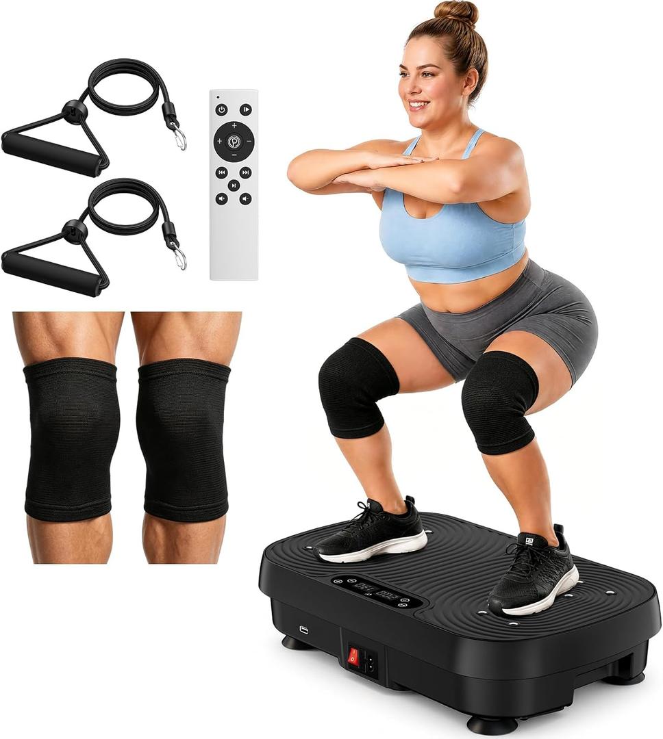 Vibration Plate Exercise Machine, 130 Levels Full Body Workout Vibrating Plate for Lymphatic Drainage Weight Loss, 450 Lbs Capacity Shake Platform with Bluetooth for Women Men
