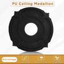 2 Pieces PU Ceiling Medallion Decorative Ceiling Fan Medallion Round Home Lighting for Light Fixtures Chandeliers, 12"od x 3.5"ID(Black)