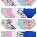 Fruit of the Loom Girls' Tag Free Cotton Brief Underwear Multipacks, Brief-20 Pack-White/Stripes/Animal Print, 8 S