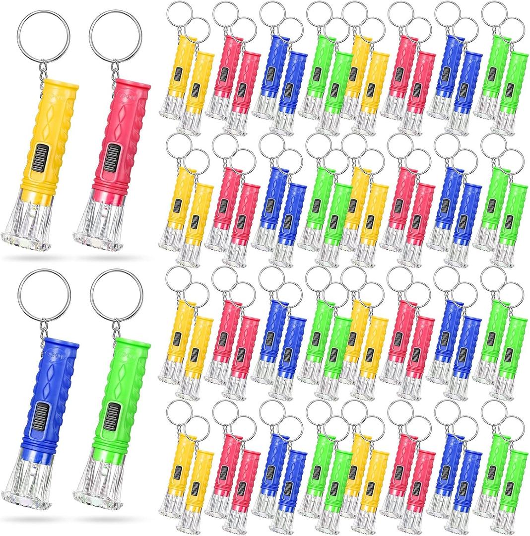Jexine 100 Pcs Mini Flashlight Keychain Bulk Torch Keyring Flashlights LED Small Keychain Light Hiking Camping Christmas Party Favors(Bright)