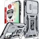 LeYi for Samsung S25-FE Case: Galaxy S25 FE Case and Screen Protector [2 Packs], Galaxy S25 FE Phone Case Magnetic Kickstand, Dual Layer Protective Telfono Phone Case for Galaxy S25 FE, Grey