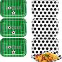SiliFine Serving Trays 13 x 9 Inch Disposable Theme Party Decorations Paper Food Trays for Tailgate Events Sport Theme Birthdays Rugby Game Day Party(6 Pcs,Soccer)