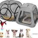 Portable Cat Playpen, Trapezoidal Design for Better Standing, Foldable Pet Tent for Indoor and Outdoor Use of Kitten and Puppy, Dog Play Enclosure with Removable Bottom, Cat Houses & Condos (Black-Cube all Mesh)