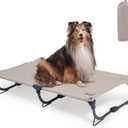 CANINE CANYON Daisy Cot, Medium Foldable Elevated Dog Bed, Portable Raised Outdoor Folding Dog Cot, Cooling, Chew Proof, Waterproof, Heavy Duty Up to 160 lbs for Camping/Home, Brown, 32"x 19"x6"