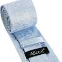 Alizeal Mens 3.15inches Floral Tie with Flower Printed Handkerchief Colorful Tie Set (Blue)