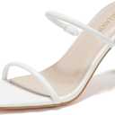 LULLASONG Women's Heels Sandals Block Chunky Mid Heels Slip On Slides 3.5 Inch Heeled Square Open Toe Sandals for Women