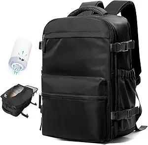 Vacuum Travel Backpack with Pump Women Personal Item Carry on Vacpack Backpacks Flight Approved 18x14x8 inches Men Laptop Waterproof Work Compression bags Casual Daypack Black Vacuum seal backpack