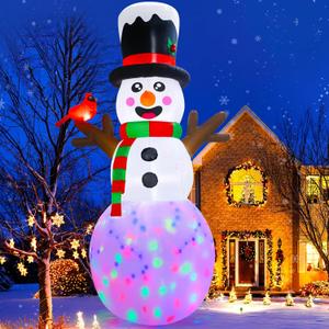 AerWo 12FT Christmas Inflatable Outdoor Decoration, Giant Inflatable Snowman Outdoor Christmas Blow up Yard Decorations with LED Lights and Cardinal, Snowman Outdoor Christmas Decorations Yard Lawn