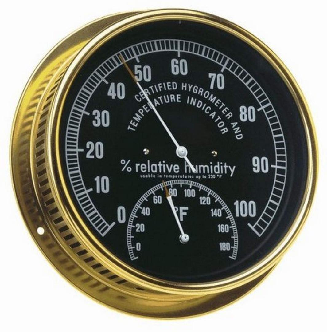 3780460 HTAB-169 Humidity and Temperature Dial Indicator with Black Face and Brass Case