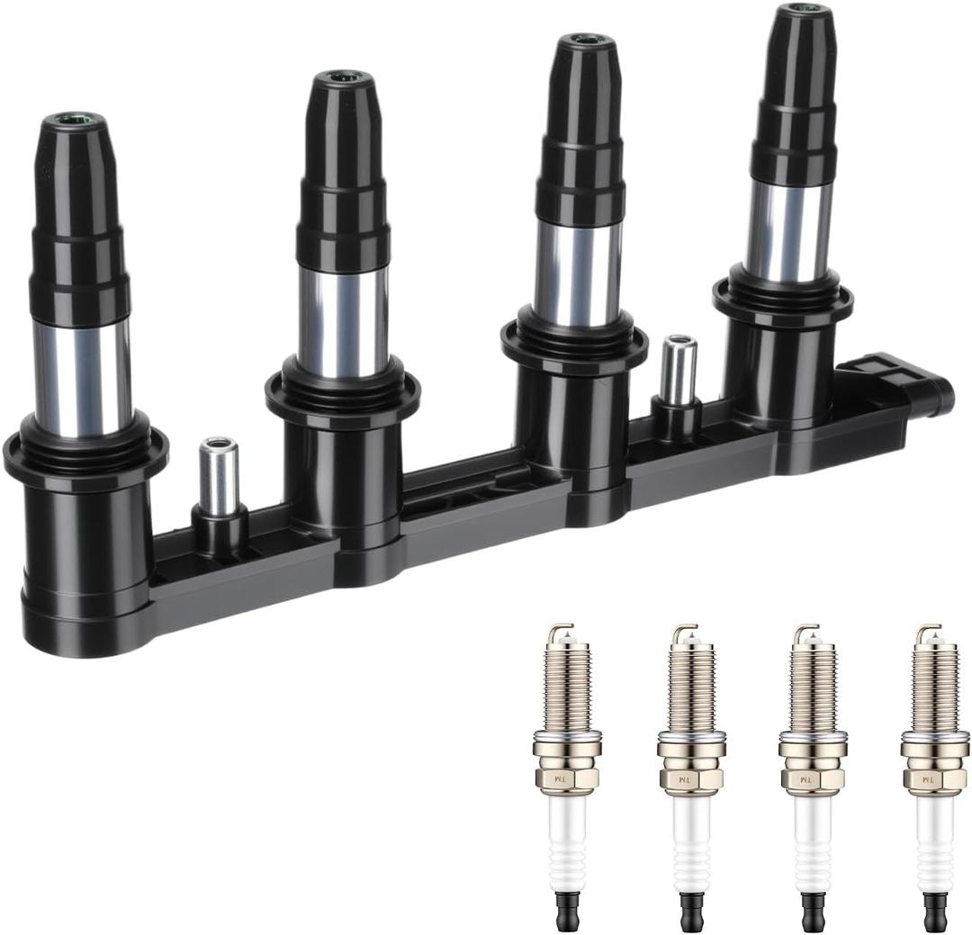 UF620 Ignition Coil Pack and Iridium Spark Plugs 4 PCS Set, Fit For Chevy Aveo Aveo5 2009-2011,Cruze 2011-2015,Sonic 2012-2018,Trax 2013 | Fit For Pontiac G3 2007-2010 1.8L,Replaces# 90919-02247 C1646