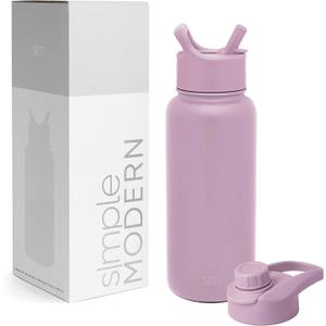 Simple Modern Water Bottle with Straw and Chug Lid Vacuum Insulated Stainless Steel Metal Thermos Bottles | Reusable Leak Proof BPA-Free Flask for Sports, Gym | Summit Collection | 32oz, Lavender Mist