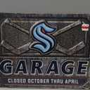garage closed October thru April sign