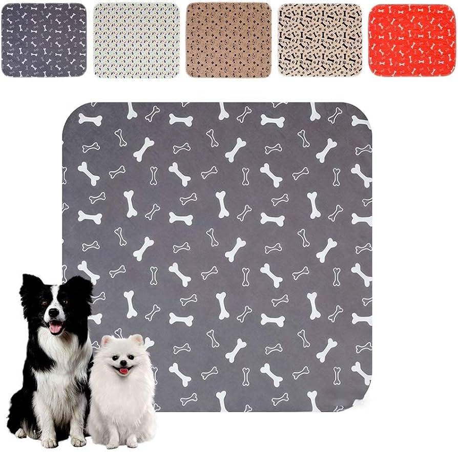 Puppy Pads with Pheromones, Washable Pee Pads for Dogs Potty Training, Reusable Dog Mat with Pet Hair Removal Gloves for Playpen, Crate, Whelping Box (Gray,M)