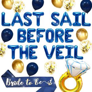Last Sail Before The Veil Bachelorette Banner Nautical Bachelorette Party Decorations Bachelorette Party Favors Nautical Bridal Shower Decorations Bachelorette Balloons Cruise Bachelorette Party Veil