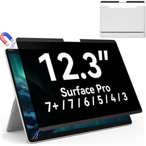 Magnetic Privacy Screen Protector for Microsoft Surface Pro 7+/7/6/5/4/3 - 12.3 In Reusable Surface Pro 7 Screen Protector Anti Glare Film, Anti Blue Light Filter, Removable Shield, Bubble Free Guard