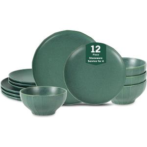 Stone Lain Rio 12-Piece Dinnerware Set Stoneware, Green, Green