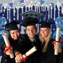 Blue Sliver 2026 Graduation Party Backdrop Royal Blue Glitter 2026 Prom Night Background Class of 2026 Congrats Grad Banner for 2026 Congratulate Graduates Party Decoration (Blue, 94X70 inch (8x6FT))