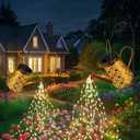 Forlivese 2PCS Solar Watering Can with Lights, Solar Lights Outdoor Decorations with Hanging,Waterproof Watering Can Landscape Light for Patio Gardening Pathway 90LED