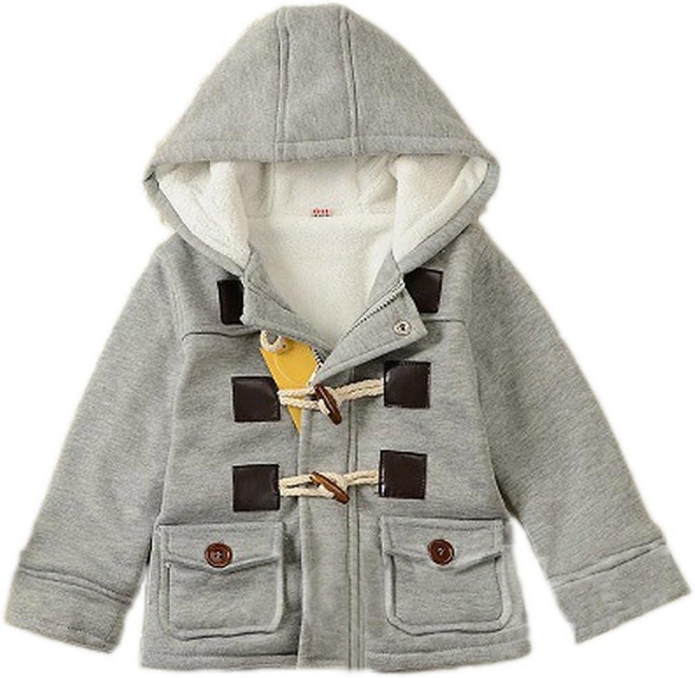 Baby Boy's Girls Kids Hooded Fleece Coat Winter Outwear (Brown)
