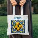 Lemons Fruits Food Tote Bag Gifts for Women, Canvas Aesthetic Reusable Grocery Bags Shopping Bags (Italy-lemon01)