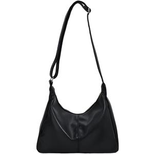 Hobo Bags for Women Vegan Leather Shoulder Purses for Women Slouchy Crossbody Tote Handbags with Adjustable Starp (Black)