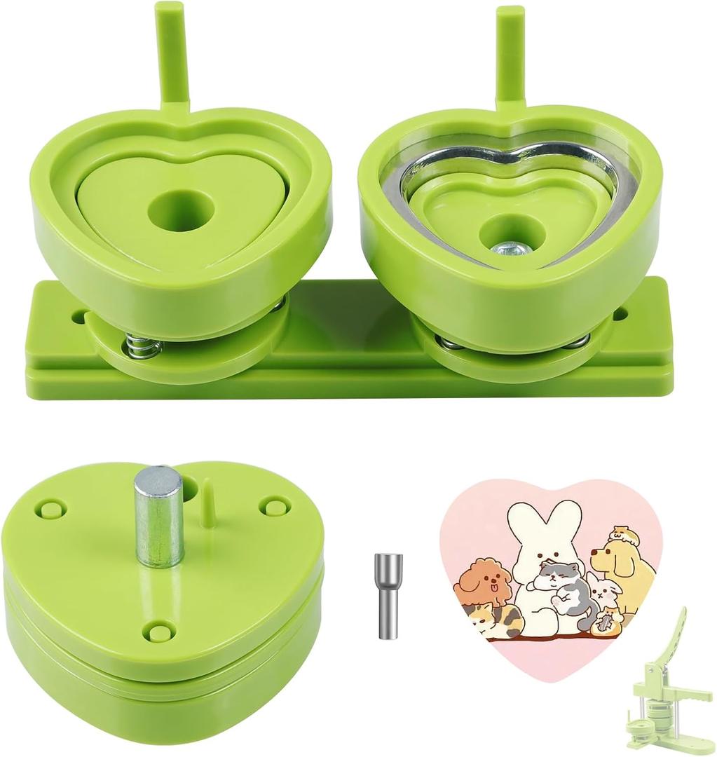 Button Maker Heart Mold, Interchangeable Die Mold Button Maker Mold Suitable for Slide Button Press Machines Pin Maker Machine Button Badge Press