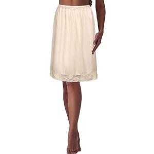 1 Pack Lace Half Slip Underskirt Half Slips for Under Dresses Skirt Extenders Womens Anti Static Half Slip (Large, Khaki)