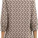 WIHOLL 3/4 Length Sleeve Womens Tops Dressy Casual Blouses Summer Spring Trendy Business Outfits Fashion Clothing (X-Large, Geometric)