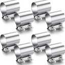 MorningRo 8 Pcs 3 Inch Exhaust Clamp Stainless Steel Exhaust Pipe Muffler Clamp Butt Joint Band Sleeve Coupler for Pipes Muffler Connections, Catalytic Converters