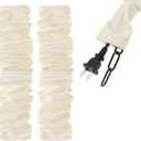 RTNLIT 4 Feet Fabric Cord Cover, Chandelier Chain Cable Sleeve for Lighting Wires, Swing Chains Decorative, Cables Management & Hider (Beige, Pack of 2)