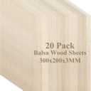 MIVIDE 20 Pack Balsa Wood, 7.8x11.8x1/8 Balsa Wood Sheet, Thin Natural Unfinished Wood Boards for Wooden DIY Ornaments, Crafts, Hobby, Model Making, School and Laser Projects200x300x3MM