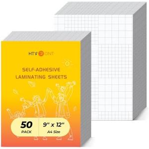 HTVRONT Self Adhesive Laminating Sheets - 50 Sheets, 4mil, 9 x 12 Inches Self Laminating Sheets, No Machine Needed Clear Laminating Sheets for Protecting Documents Photos Menus Stickers Book Cover