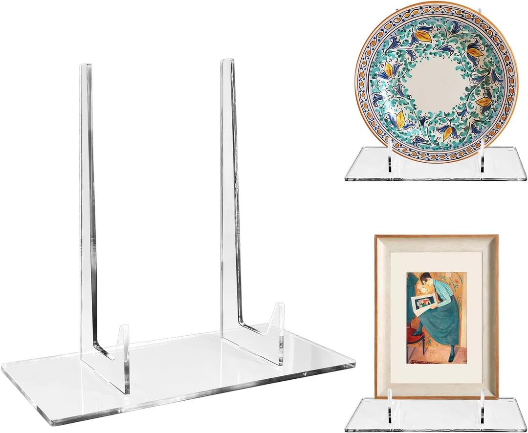 Acrylic bookshelf, transparent display easel, suitable for photos, pictures, tablets, postcards, plates, recipe books, decorative trays, and photo albums, 10 inches x 5 inches x 9 inches invisible desktop display stand (1 piece)