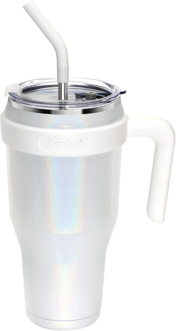 Zenbo 40 oz Glitter Tumbler with Handle, Leak-Proof Lid & Straw - Stainless Steel Insulated Cup, Keeps Cold for 34 Hrs, Car Cup Holder Compatible, Dishwasher Safe, BPA Free Zenbo 40 oz Glitter Tumbler with Handle, Leak-Proof Lid & Straw - Stainless Steel Insulated Cup, Keeps Cold for 34 Hrs, Car Cup Holder Compatible, Dishwasher Safe, BPA Free