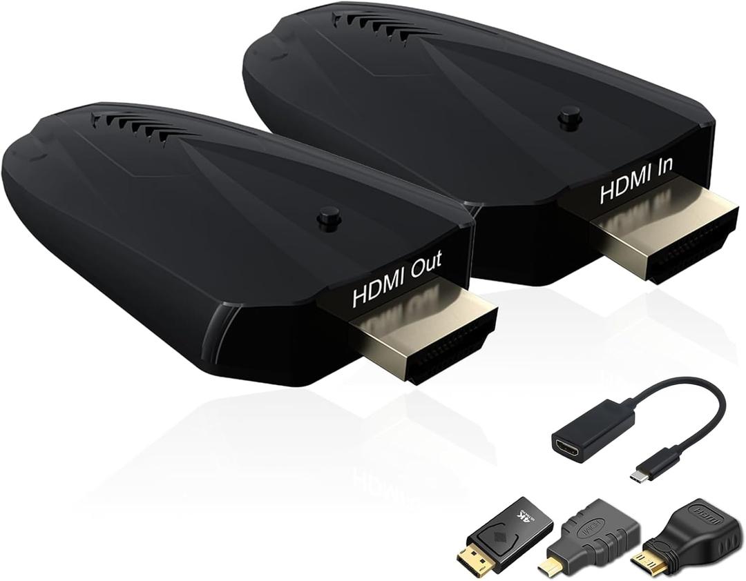 4K Wireless HDMI Transmitter and Receiver, 500 FT/150M Range, Plug and Play 2.4G/5G Wireless HDMI Extender kit for Video and Audio Transmission for Laptop/PC etc. No App/Bluetooth Needed