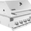 Spire Premium 5 Burner Built In Gas Grill Island Head, Stainless Steel 30 Inch Propane Grill with Rear Burner, 63,000 BTUs, 750 SQ In Racks, Dual Fuel Compatibility - 740-0788P