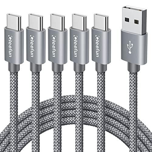 CLEEFUN USB C Cable 3ft, 5-Pack USB A to Type C Charger Cord Fast Charging for iPhone 17 16 15 Pro Max Air Plus, for Samsung Galaxy S25 S24 S23 S22 S21 S20 S10 A17 A16 A15 A56 A55 A26 A35 A36 A71