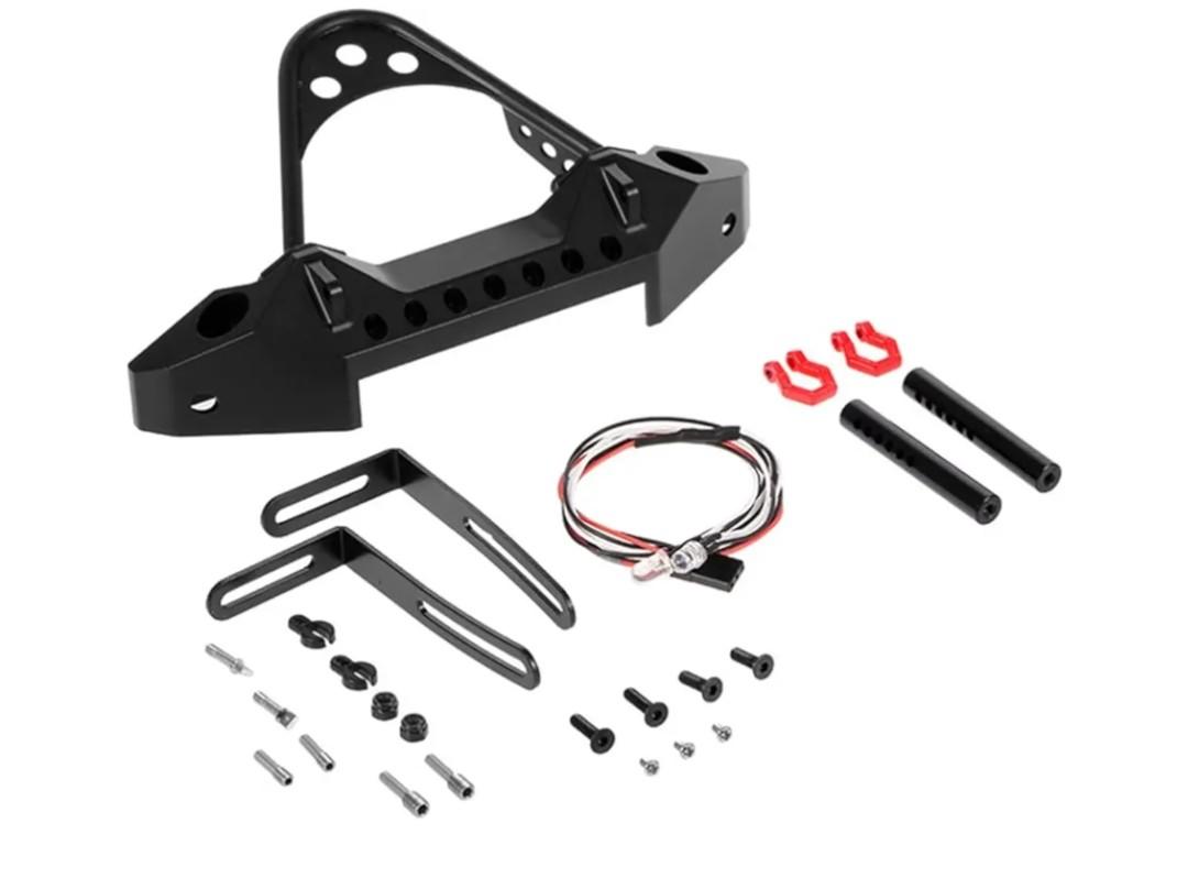 Rc Bumper Models For Trx-4 For Axial For Scx10 II 90046 III AXI03007 1/10 Metal Front Bumper With Light RC Crawler Track Upgrade Accessories(Black)