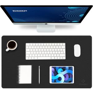K KNODEL Small Office Leather Desk Mat, Mouse and Keyboard Pad, Computer and Laptop Mat, Desktop Protector and Cover, Writing Pad and Blotter (23.6"x13.8", Black)