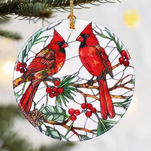 Christmas Ornaments, Dodosky 2.8in Ceramic Cardinal Ornament, Xmas Decor, Christmas Tree Ornaments, Xmas Decorations for Tree, Holiday Ornament, Gift Ideas, Cardinal Gifts, Gifts for Bird Lovers