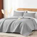 Davulos King Quilt Bedding Set, Light Grey Ultrasonic King/Cal King Quilt Set Reversible Microfiber Bedspread, Lightweight Soft Modern Geometric Coverlet Set for All Seasons (1 Quilt,2 Pillow Shams)